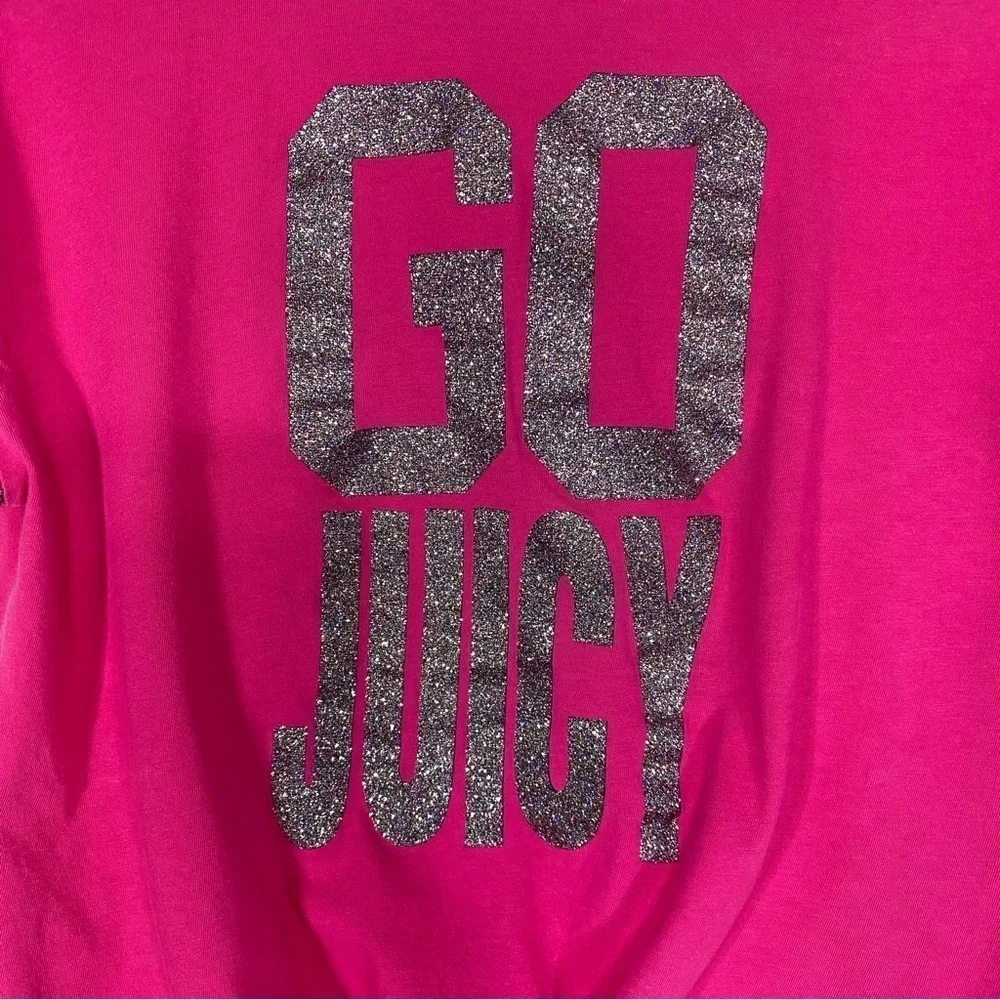 Juicy Couture Girl’s Plus Glitter Print “Go Juicy” Pink Top